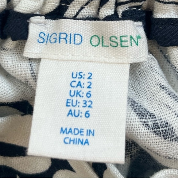 Sigrid Olsen black & white tropical floral linen blend cropped pants size 2 - Picture 6 of 7